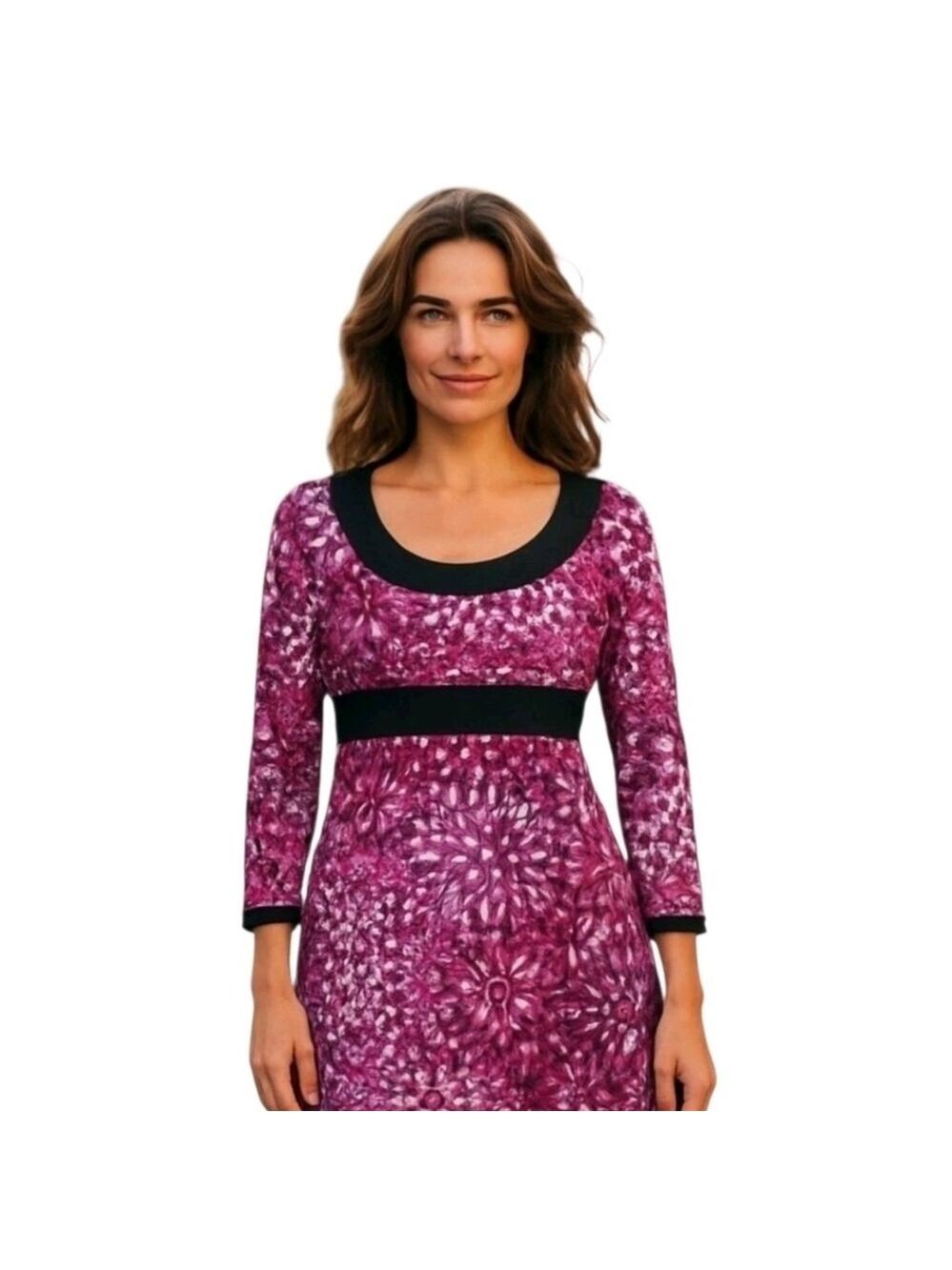 𝅺maggy London Pink Geometric Lined Scoop Neck Knee Length Sheath Dress Size 6